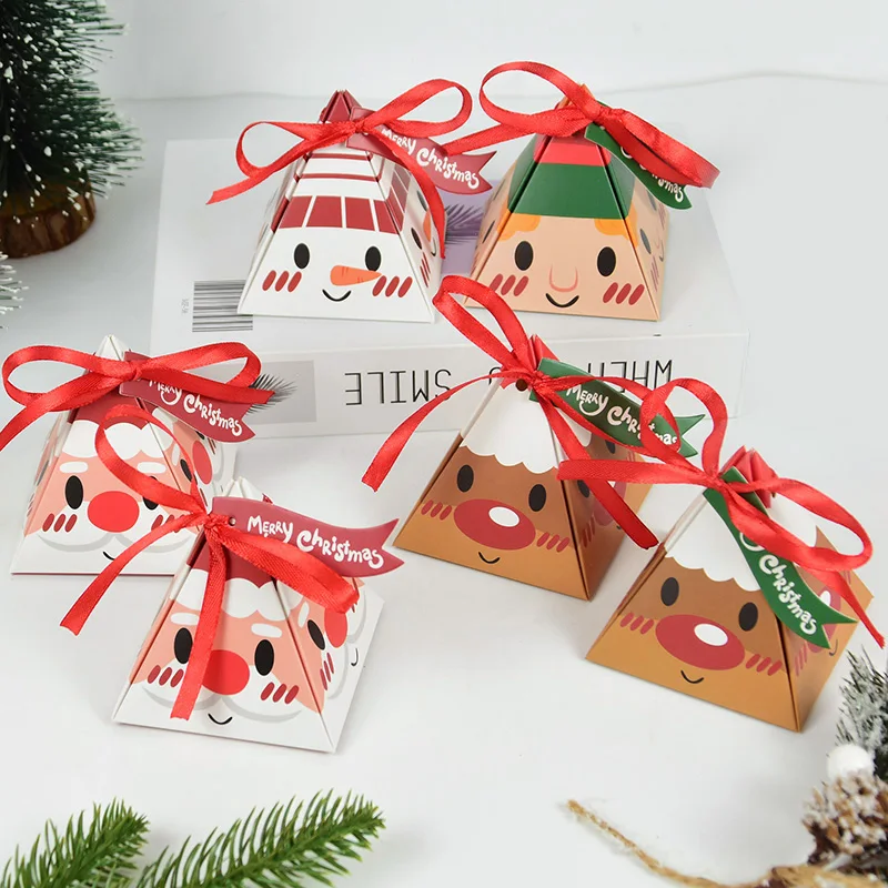 

10Pcs Christmas Gift Box Santa Snowman Candy Biscuits Snack Cookie Gift Packing Xmas Party New Year Kids Favors Boxes Supplies