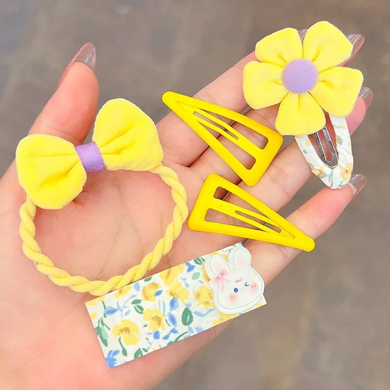 

[5-Piece Set] Children's Hair Accessories Girls Scrunchies Set 2022 New Cute Broken Hairpin Little Girl Headdress Wholesale