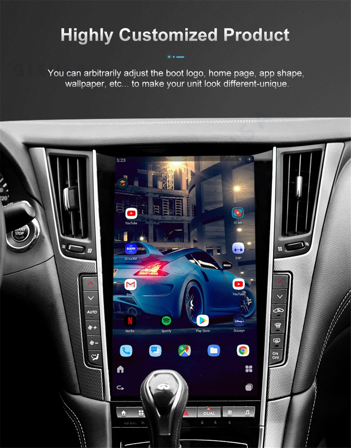 

Автомобильный радиоприемник на Android 13,6 для Infiniti Q50, Q50S, Q60, Q60S, 2014-2019 Tesla Style Carplay Navigator сохраняет Оригинальные параметры Φ GPS