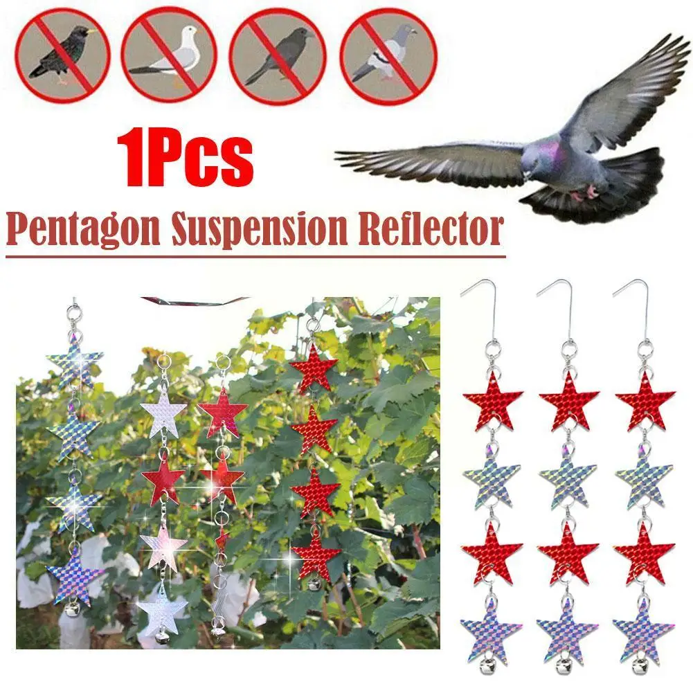 

Bird Repeller Garden Bird Pentagram Scarer Hanging Repellent Pigeons Bird Woodpecker Garden Supplies Repellent Reflective R9E5