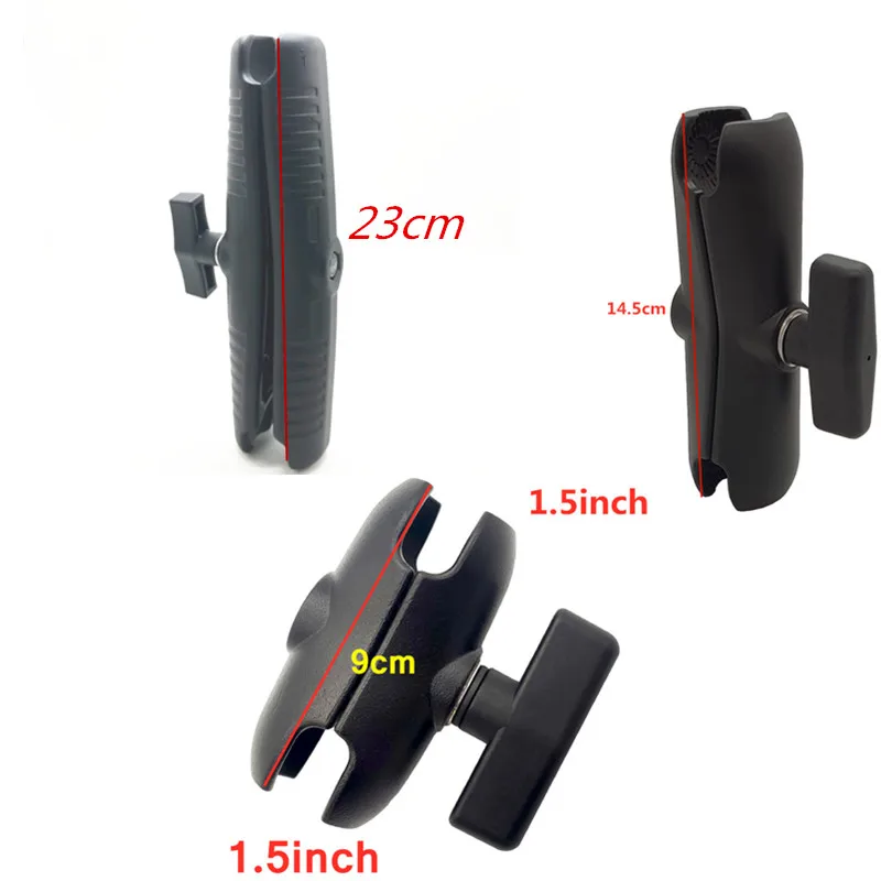 Braço de Soquete Duplo para 1.5 Resistente Alumínio 1.5 Polegada Ballhead Montar Bola Base Motocicleta Câmera Braço 9cm 14.5cm 23cm