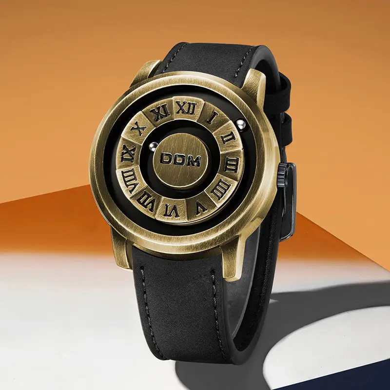 DOM 1345 повседневные мужские кварцевые часы креативный вращающийся шар магнитная