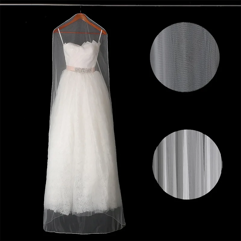 

10pcs Long 160cm 180cm Transparent Soft Tulle Dust Cover for Home Clothes Wedding Dress Garment Bridal Gown Protector Mesh Yarn