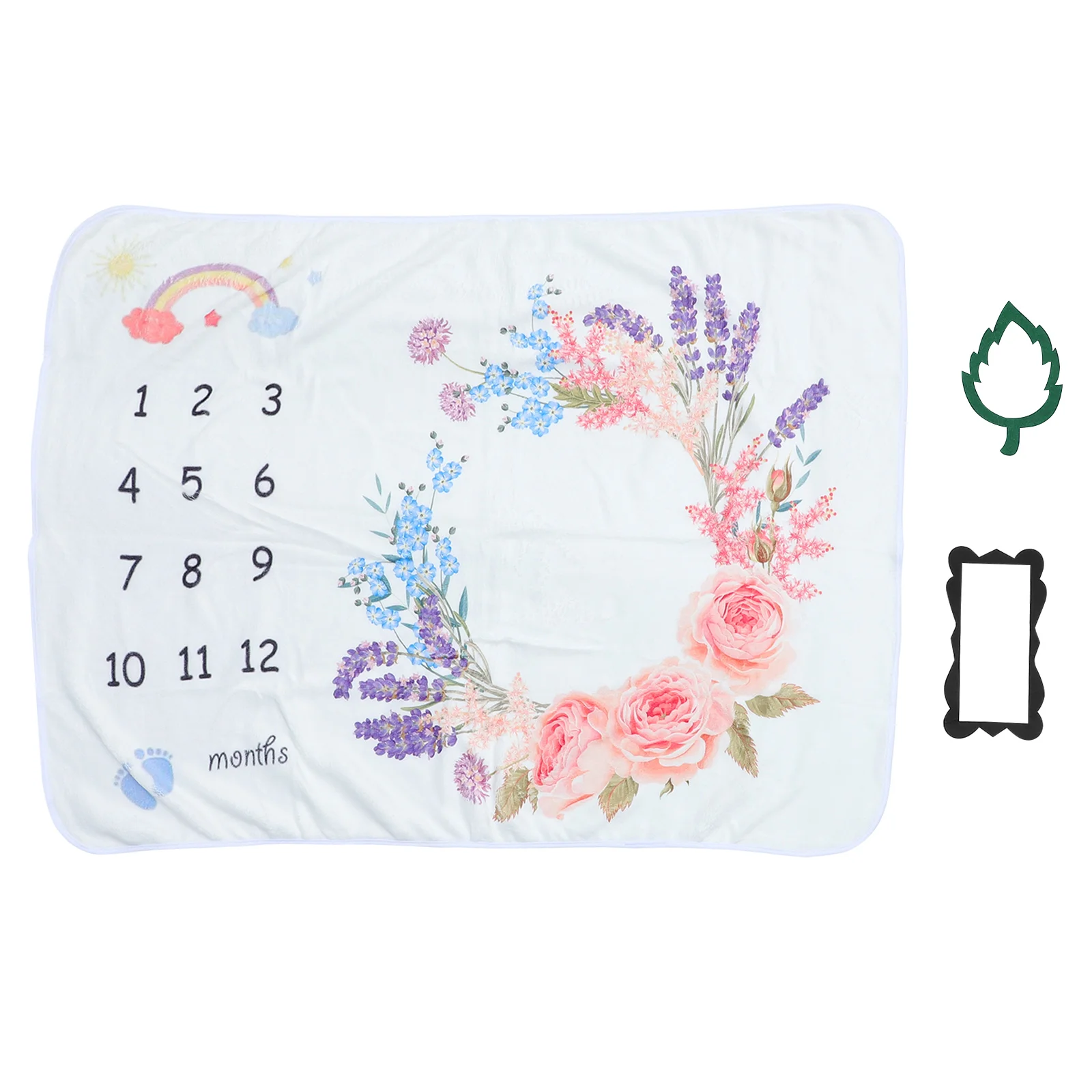 

Baby Milestones White Blanket Shower Prop Photography Swaddle Flannel Infant Boy