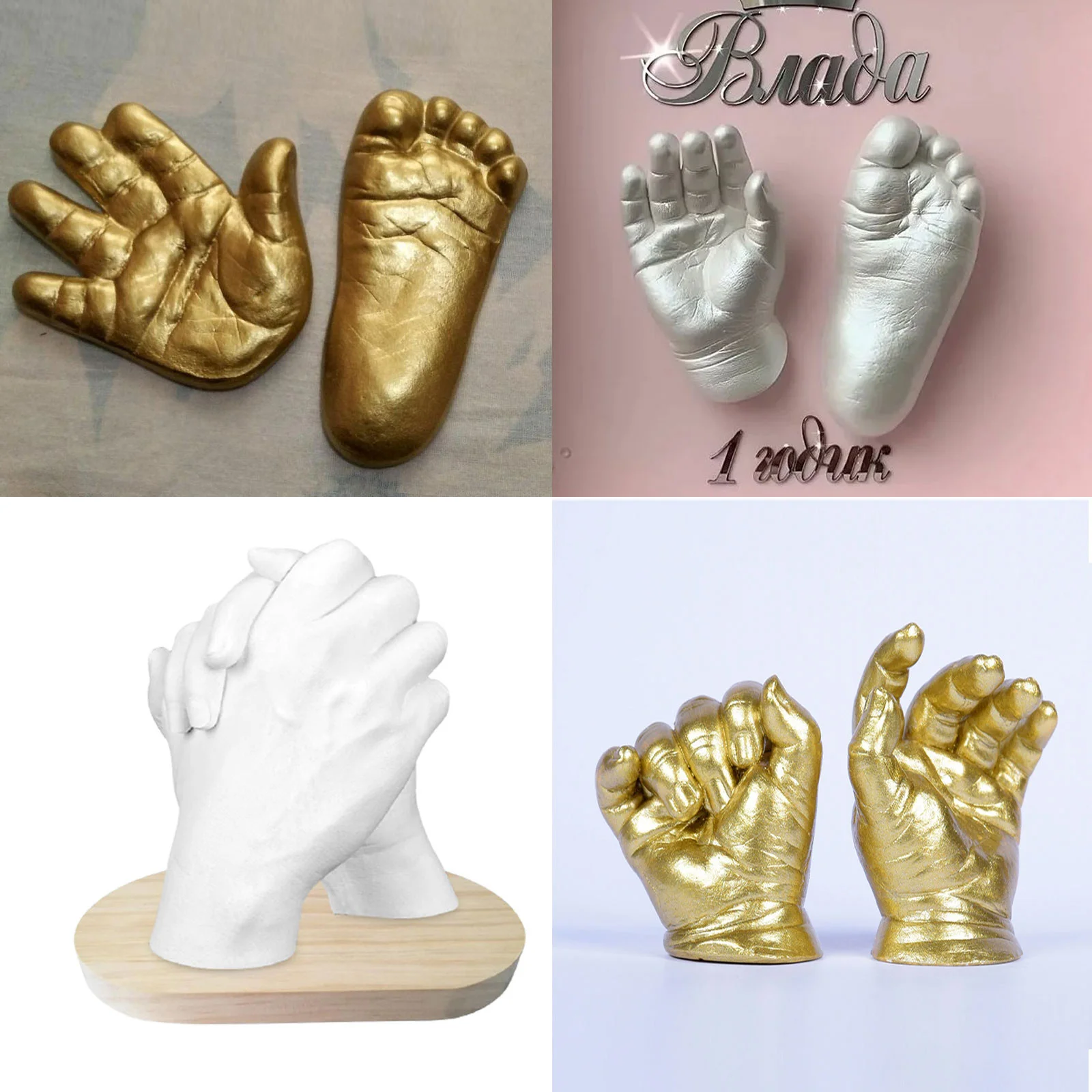 

DIY Plaster Mold 3D Hand Foot Print Mold Figurines for Baby Souvenir Hand Casting Kit Couples Wedding Holding Home Decoration