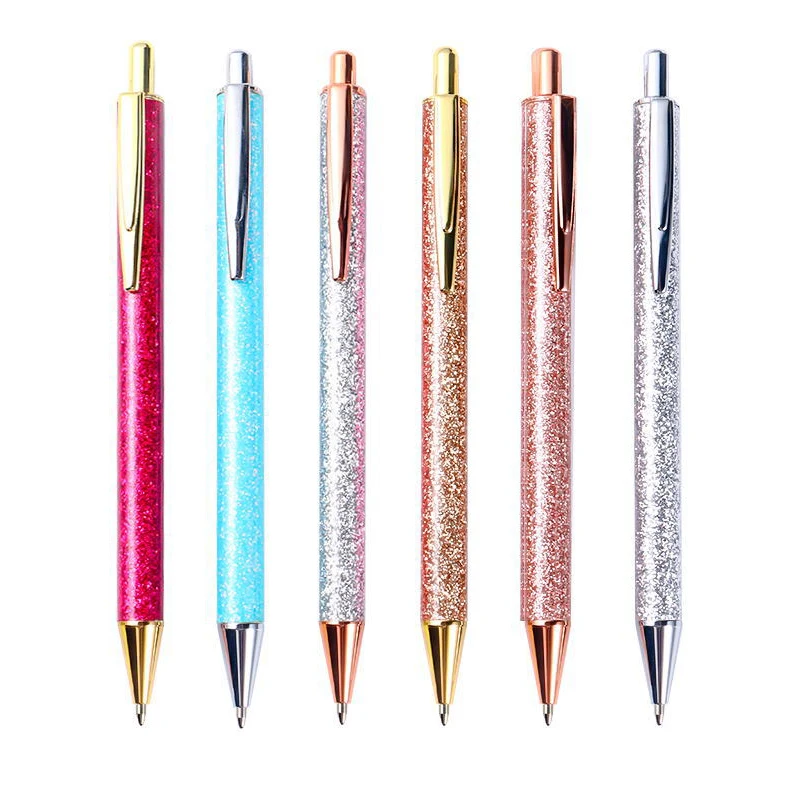 

1 Piece Press Ballpoint Pen 1.0mm Black Ink Luxury Cute Wedding Gold Metal Stationery School Office Supply High Quality Pens