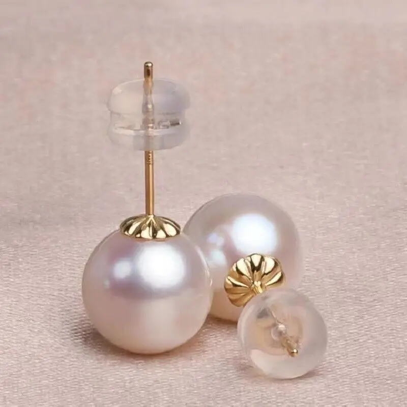 Женские серьги из японского жемчуга круглые натурального золота 18 К Au750