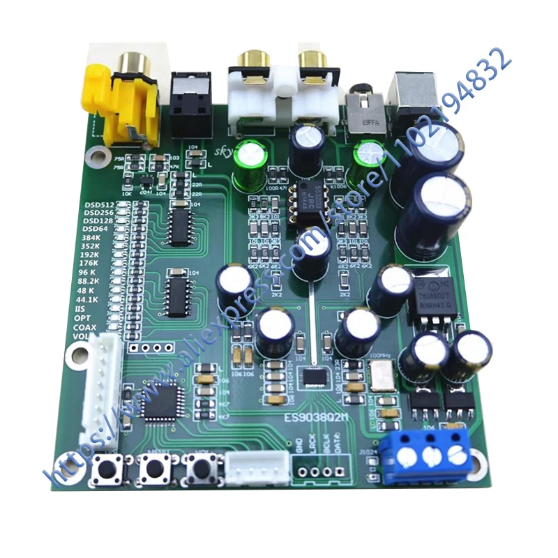 

Maxgeek ES9038Q2M DAC Плата декодера w/Поддержка экрана дисплея IIS DSD оптоволоконный коаксиальный вход 384K DOP128