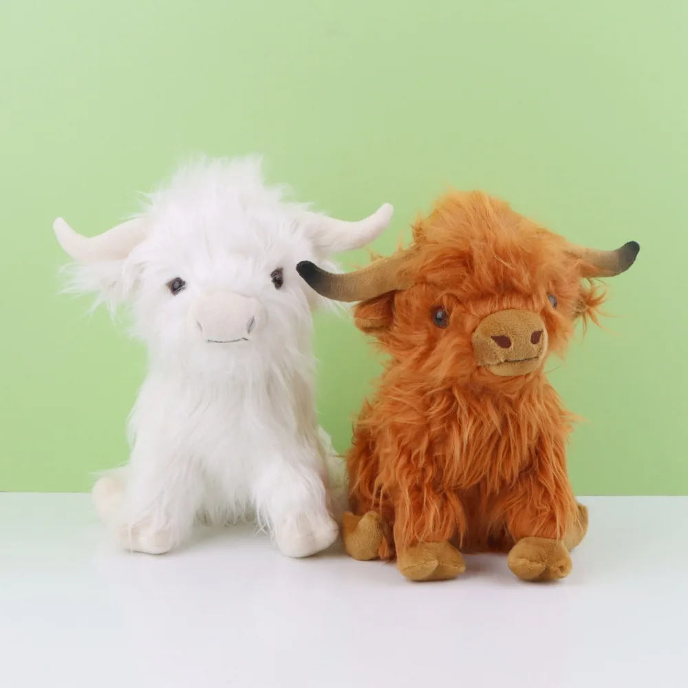 

25Cm New Hot Scottish Highland Cow Plush Toy Cute Simulation Long Hair Cow Doll Soothing Toys Children Birthday Gift
