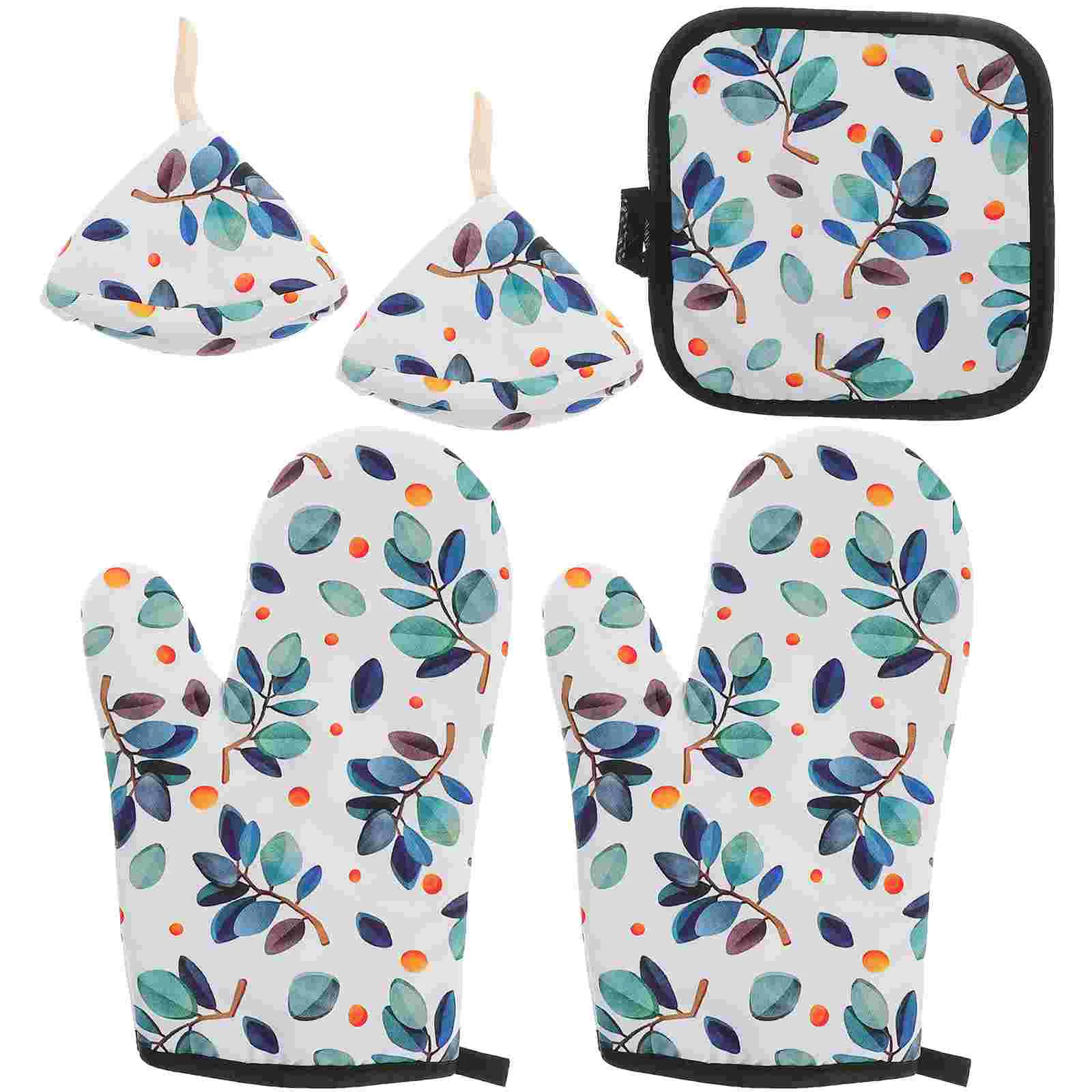 

1 Set Heat Resistant Kitchen Oven Mitts Barbecue Oven Mitts with Pot Holder