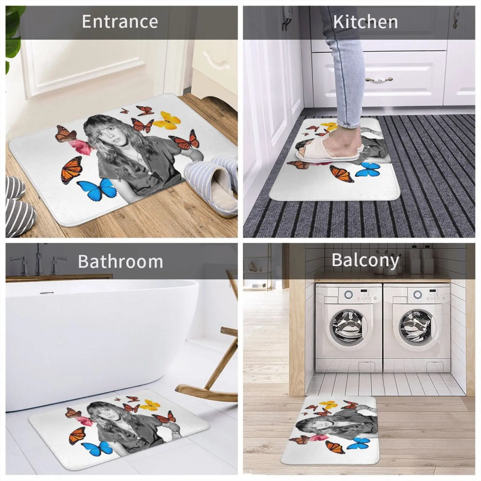 Мягкий коврик Stevie с бабочками нескользящий ковер поглощение воды Классические