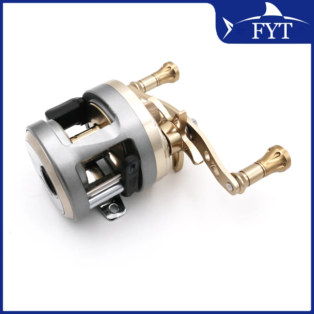 Full Metal 10BB Ball Bearings Right Hand Drum Wheel Boat Sea Fishing Reel Horizontal Golden Wolf JH201 Series Fly Fishing Reels