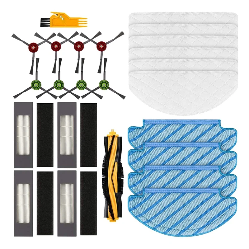 

HOT！-24 Pieces Roller Brush Side Brushes Filter Mop Disposable Wipes For Ecovacs DEEBOT OZMO T8 Vacuum Cleaner Robot