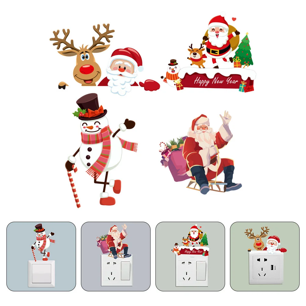 

Switch Sticker Christmas Decal Wall Light Vinyl Merry Removable Stickers Snowmansanta Claus Decor Decorative