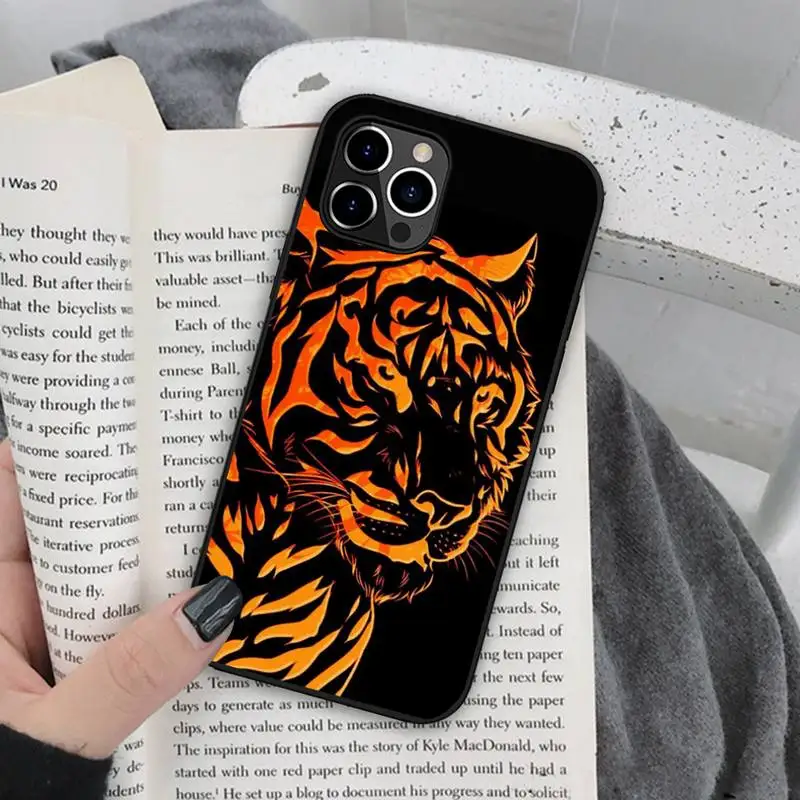angry animal tiger Phone Case Silicone Soft for iphone 13 12 11 Pro Mini XS MAX 8 7 Plus X 2020 XR cover |
