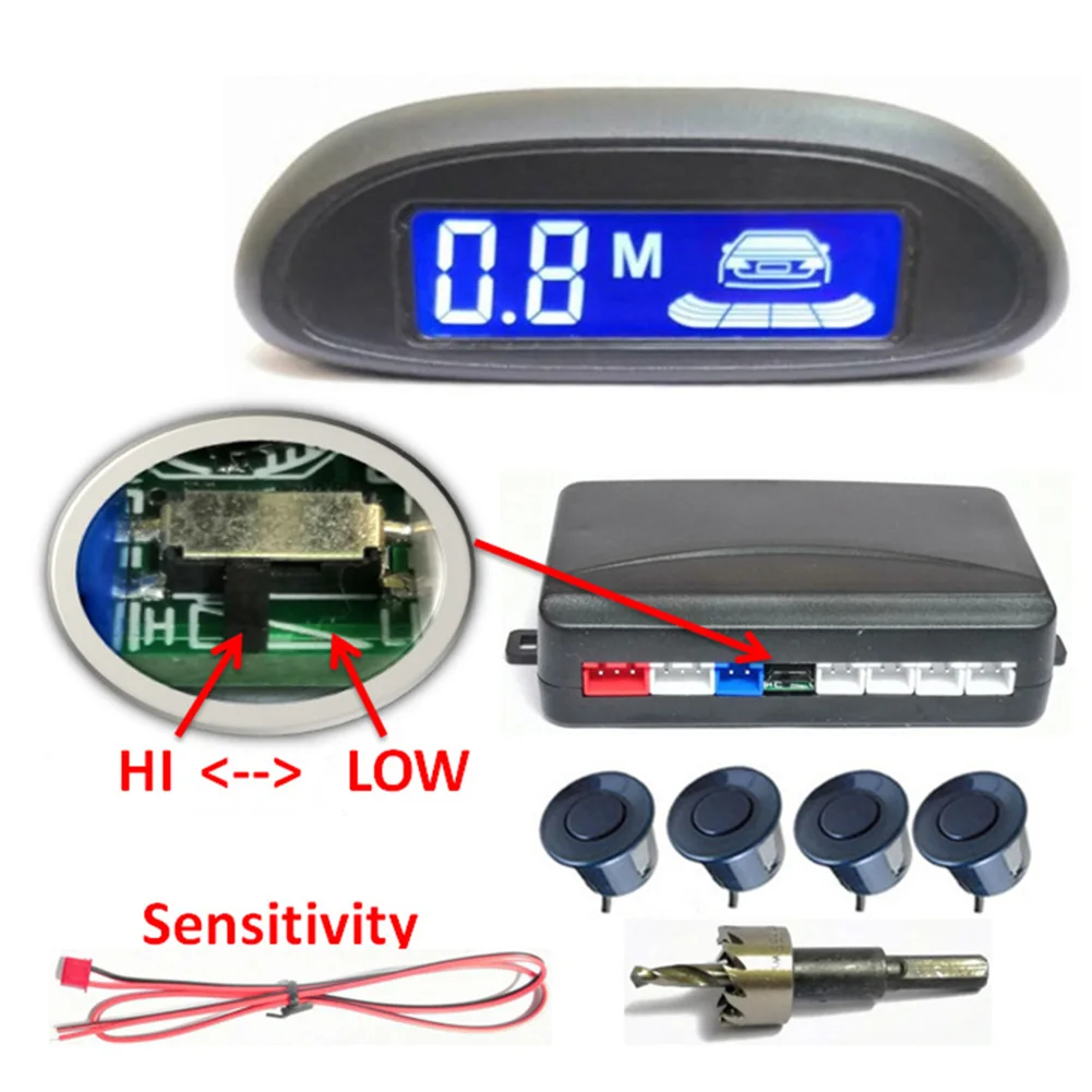 

Car Auto Parktronic LED Display Detector System Car Parking Monitor Detector System With 4 Parking Sensors Car Position Sensor