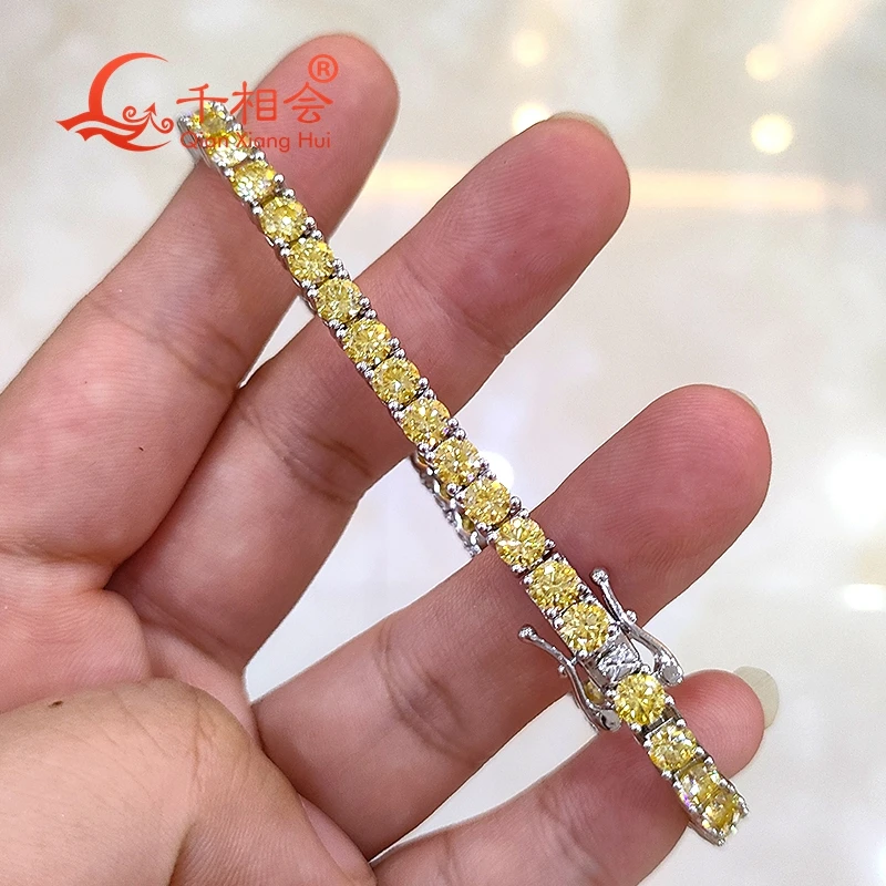 10k real gold 3mm 4mm 5mm Fashion Vivid yellow color Moissanite Tennis Bracelet Bracelet  Luxury jewelry gift party women