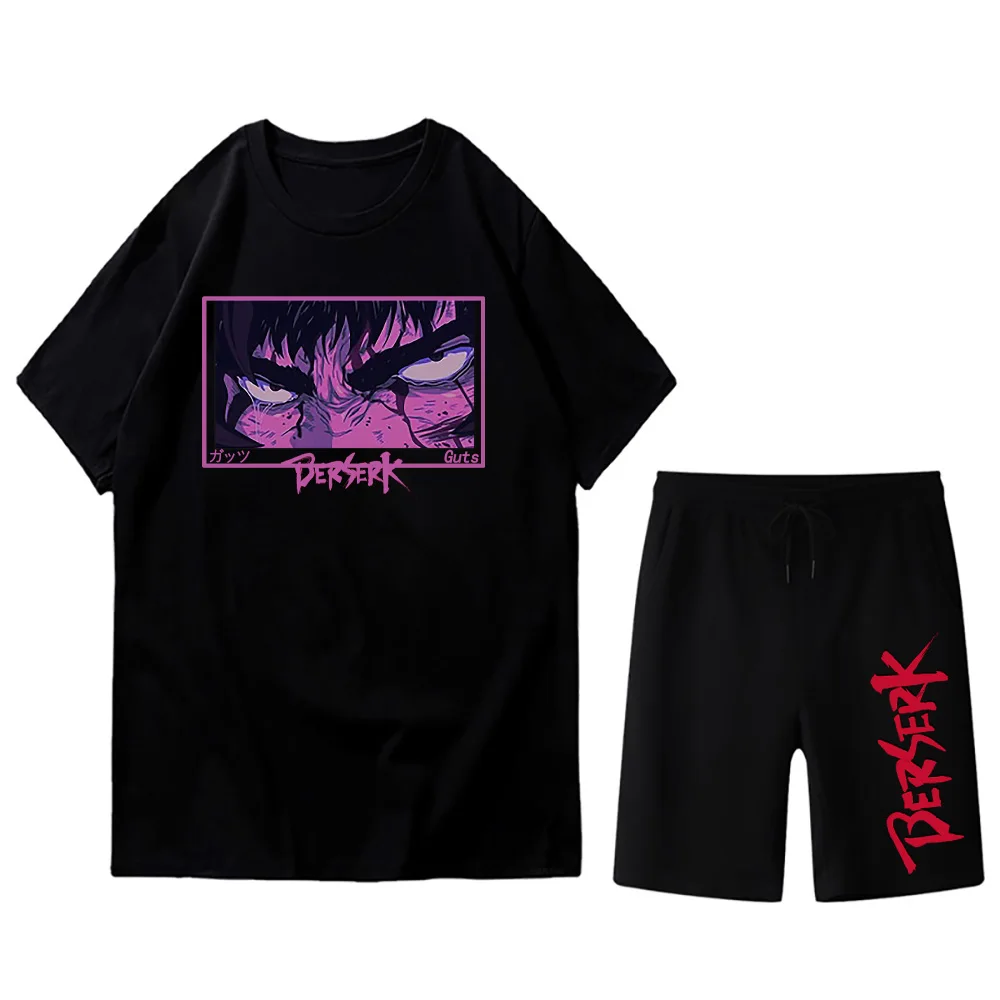 Anime TShirt Set 、Berserk Tracksuit Men Sets Summer T-shirt Sets Casual Shorts Sweatpants Tracksuit Men's Summer 2022
