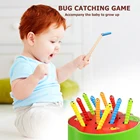 Деревянная клубника, магнитная игра для ловли насекомых, обучающая игрушка для малышей, 5 червей, 1 тремодовая палочка, захватывающие насекомые, игровые аксессуары для