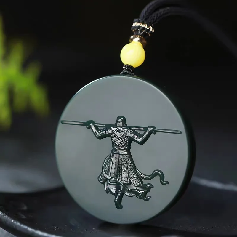 

Mai Chuang/He Tian Cyan Jade Goku Brand Necklace Pendant Hand Carved Fashion Elegant Jewelry Personality Men Women Couple Gift