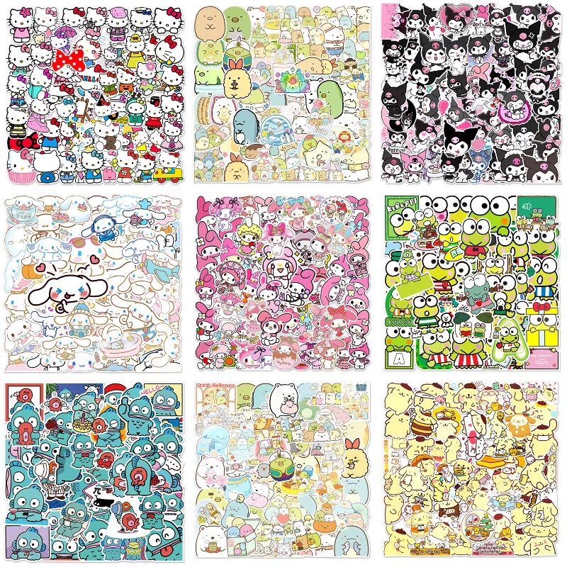 

50pcs My Melody Hello Kitty Kuromi Cinnamoroll Pompompurin Little Twin Star Snoopy Keroppi Kirby Sanrio Series Stickers