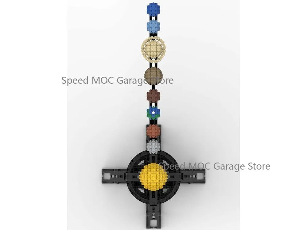 Фото MOC-38774 Механическая модель Солнечной системы с 8 планетами, набор кирпичиков, с зубчатым приводом, орлерий, астрономический образовательный настольный декор №2