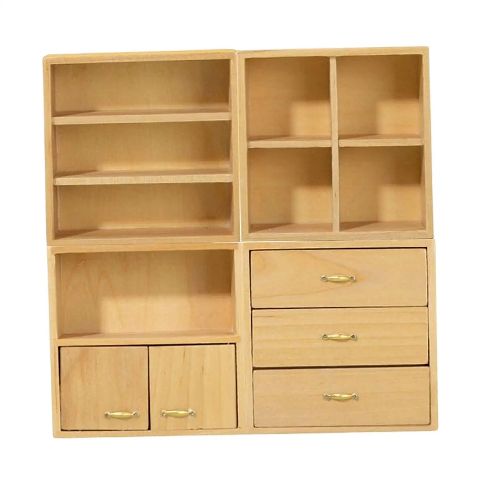 

1/12 Scale Storage Cabinet Multipurpose Wooden Decor Divided with Drawers