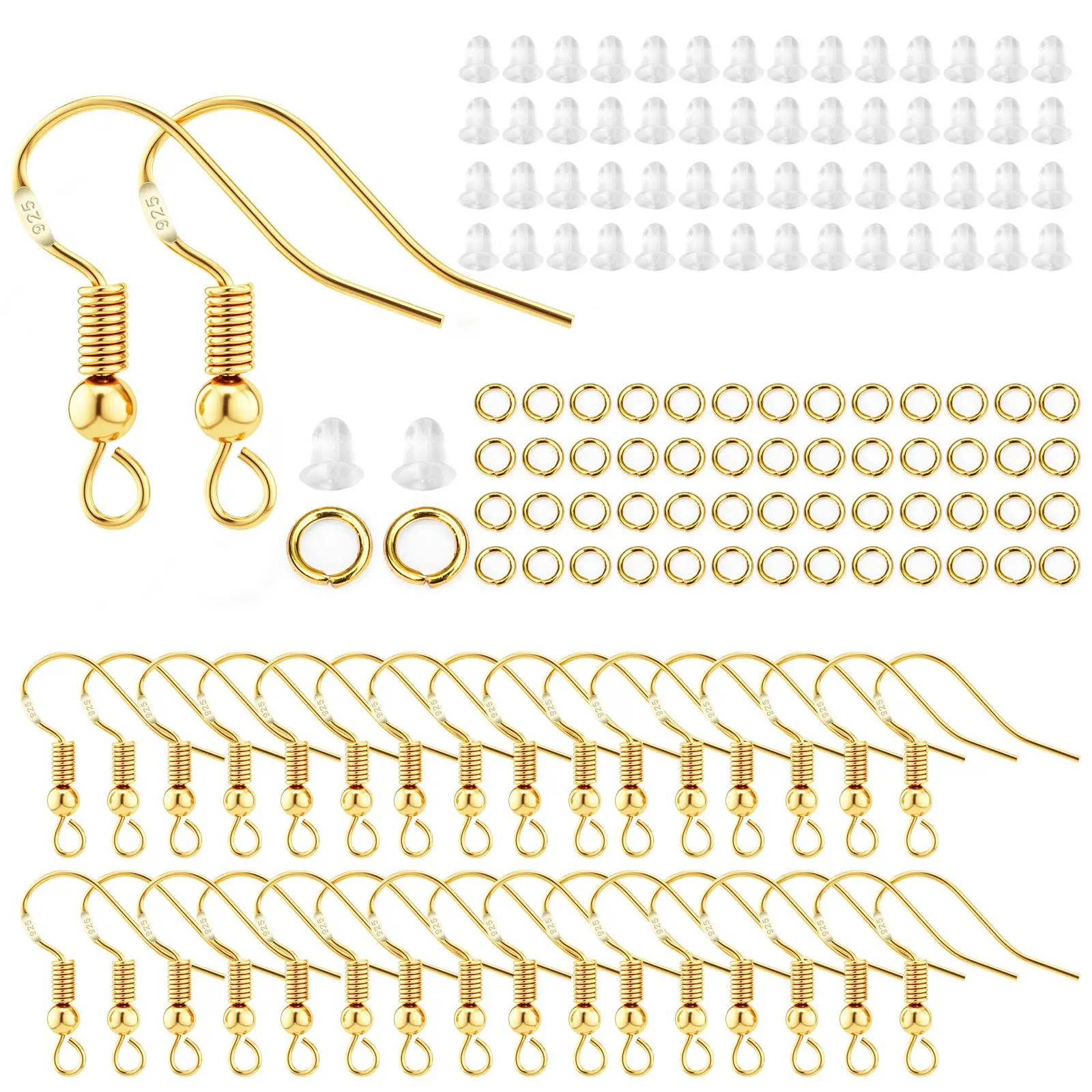 

Набор крючков для ушей 300 шт./компл., посеребренные ювелирные изделия «сделай сам», строительные аксессуары ручной работы, золотые, серебряные, Золотые серьги KC