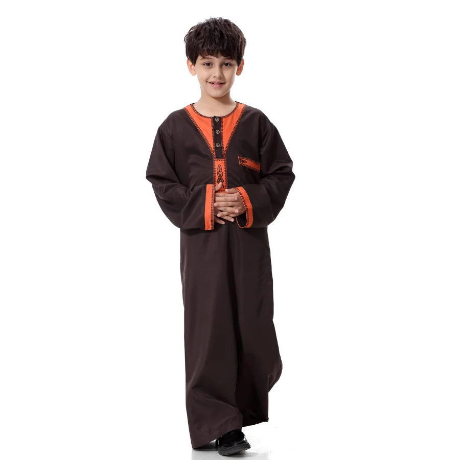Abaya Dubai Long Robe Boys Turkey Ramadan Embroidery Patchwork Jilbab Khimar Muslim Clothes Kaftan Moroccan Islam Hijab Abayas