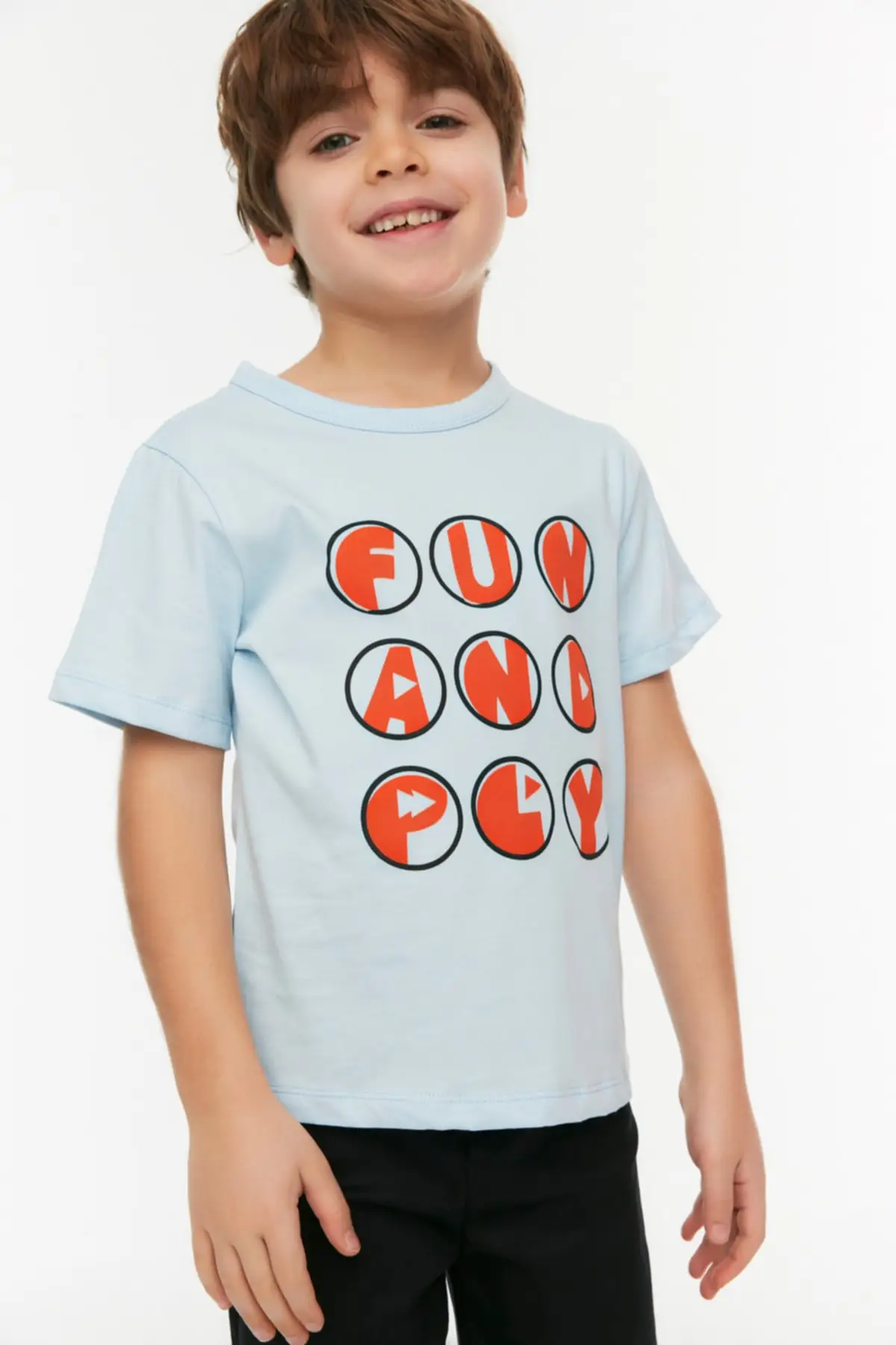 

Printed Bike Collar Male Child Knitted T-Shirt TKDSS22TS1182