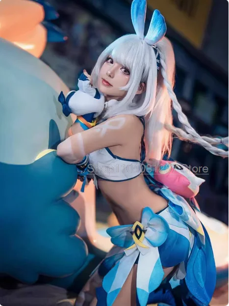 Muinaa Хэллоуин костюмы для косплея Genshin Impact взрослый белый парик цельная