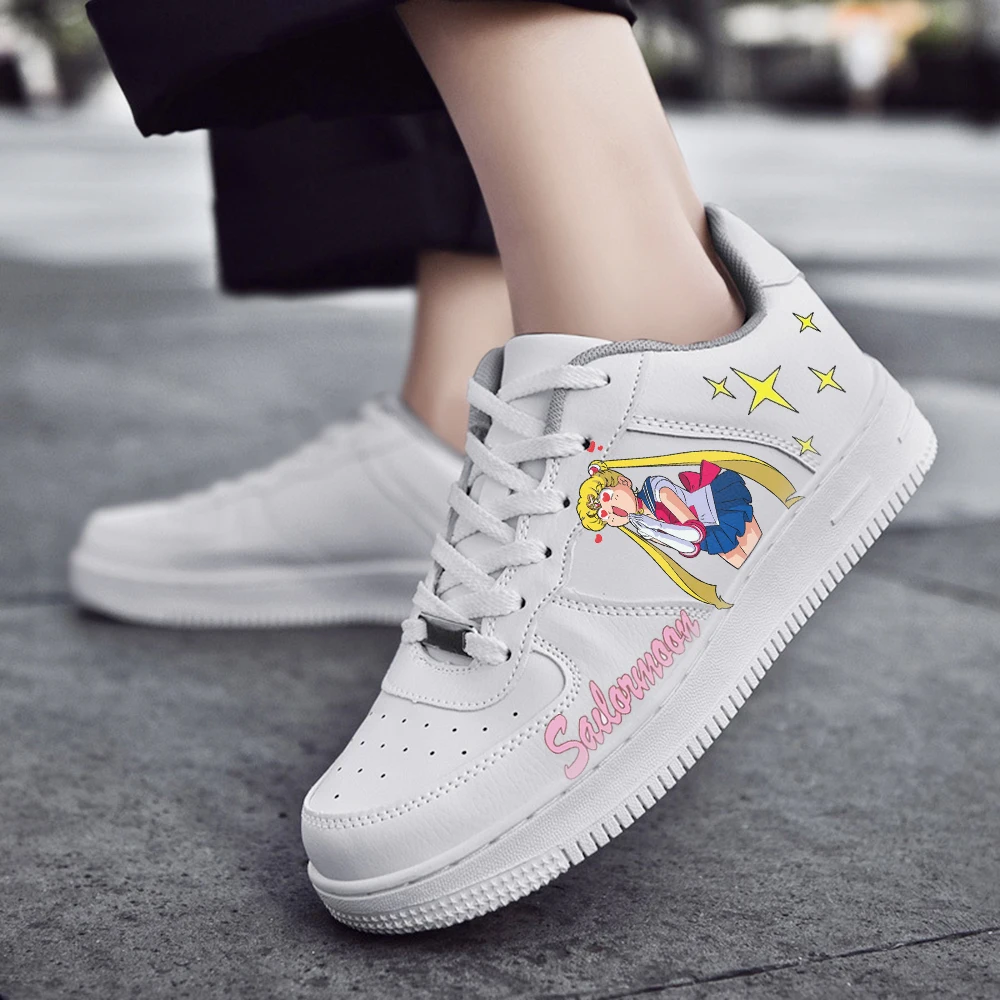 SAILOR MOON Fashion Men Women casual Shoes Male Platform Sneakers Girls Casual kateboarding Shoes flats 3D graffiti
