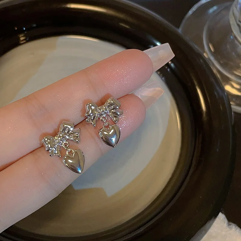 Сахарные милые крутые серьги-гвоздики с бантом металлические элегантные