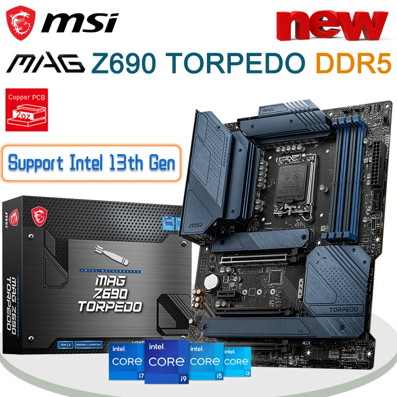

MSI MAG Z690 TORPEDO DDR5 Motherboard DDR5 128GB 6400（OC）MHz Support Intel 12th CPU GAMING Placa-mãe LGA 1700 ATX Z690 Mainboard