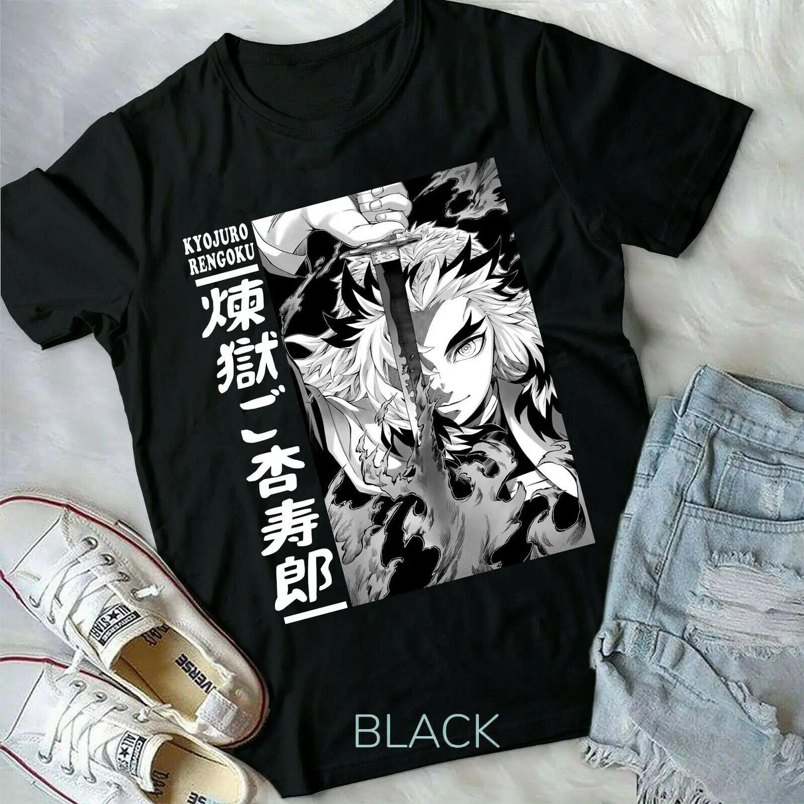 

Kyojuro Rengoku Cool Slayer Demon Anime Short-Sleeve new T-Shirt