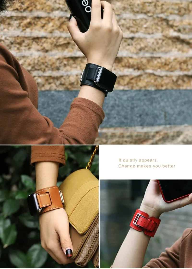 Фото Кожаный ремешок для Apple Watch Ultra 3, 49 мм, удобный браслет для iWatch 11, 10, 9, 8, 7, 6, 5, 4 SE, 45 мм, 41 мм, 44 мм, 40/42/46 мм Correa №4