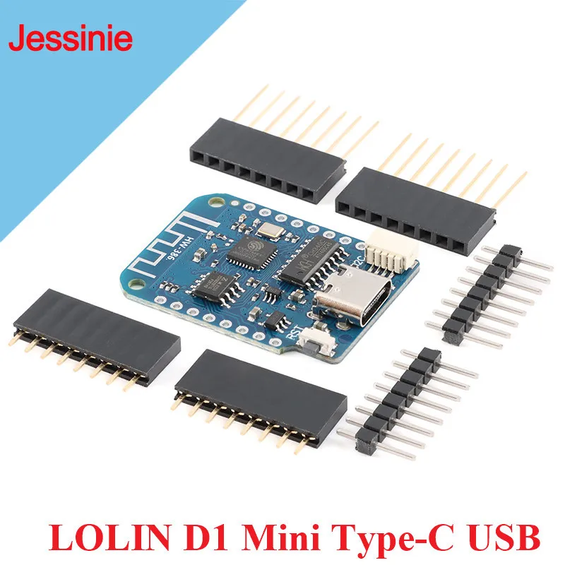 Фото WeMos LOLIN D1 Mini Pro NodeMcu Lua WIFI Интернет вещей IOT макетная плата модуль ESP-12F ESP8266 CH340G TYPE-C USB кабель №4