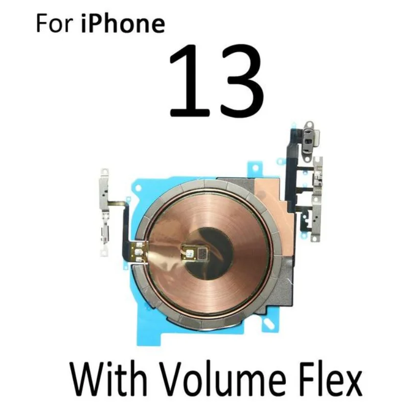 Wireless Charging Chip Parts Replacement Charger Panel Coil NFC Flex Cable With Volume Button For iPhone 13 mini Pro Max |