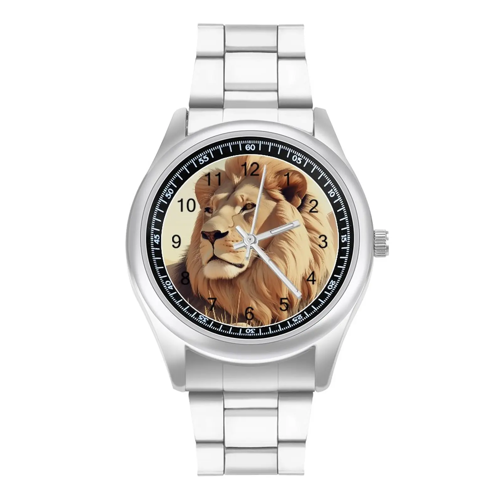 

Lion Quartz Watch Natural Harmony Vector Flat Animals Wideband Unusual Wrist Watches Stainless Female Sports Design Wristwatch