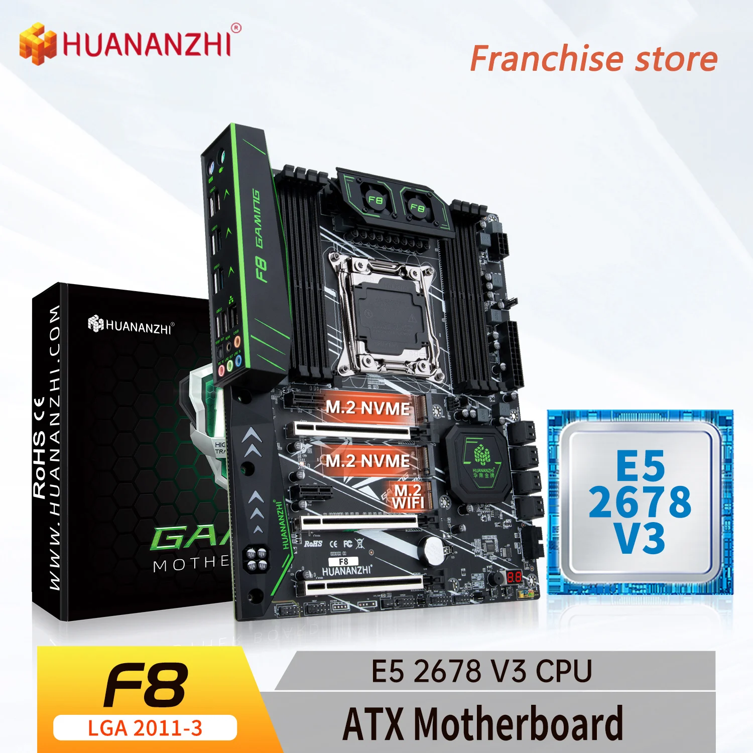 

HUANANZHI-placa base X99 F8 LGA 2011-3 XEON X99 con Intel E5 2678 V3, compatible con DDR4 RECC, kit combinado de memoria de NON-