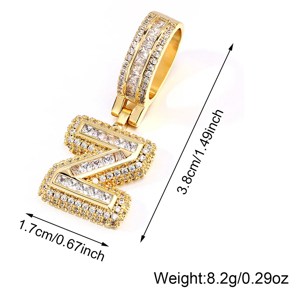 Роскошное ожерелье с подвеской в стиле хип-поп AAA + кубическим цирконием и буквами