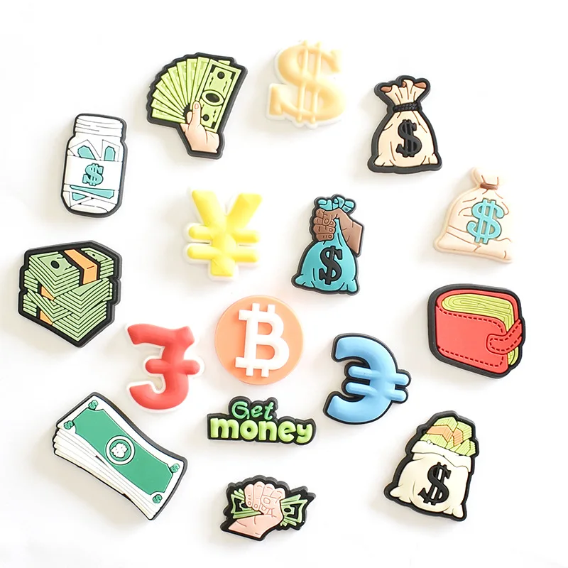 

1pcs Cartoon Dollar Croc Shoes Funny DIY Shoe Aceessories Fit Garden Shoes PVC Decorations Buckle Adult Kids X-mas Gifts Jibz