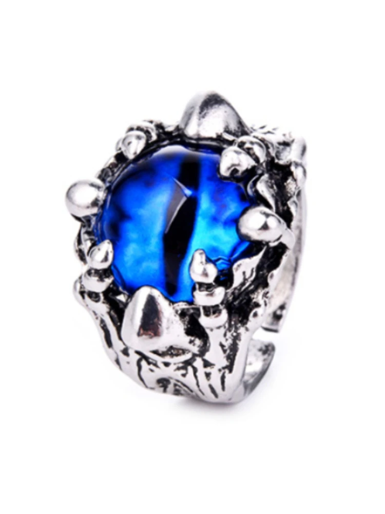 

Men's Ring, Punk Band, Rock, Trend, Devil's Eye, Fashion, Colored Gems, Vintage, Adjustable Size, Stainless Steel Rings for Men