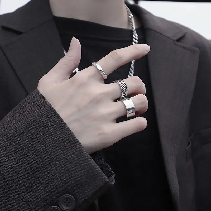 

Кольца регулируемые из нержавеющей стали для мужчин и женщин, набор из 3 предметов, простые винтажные модные ювелирные изделия в стиле бойфр...