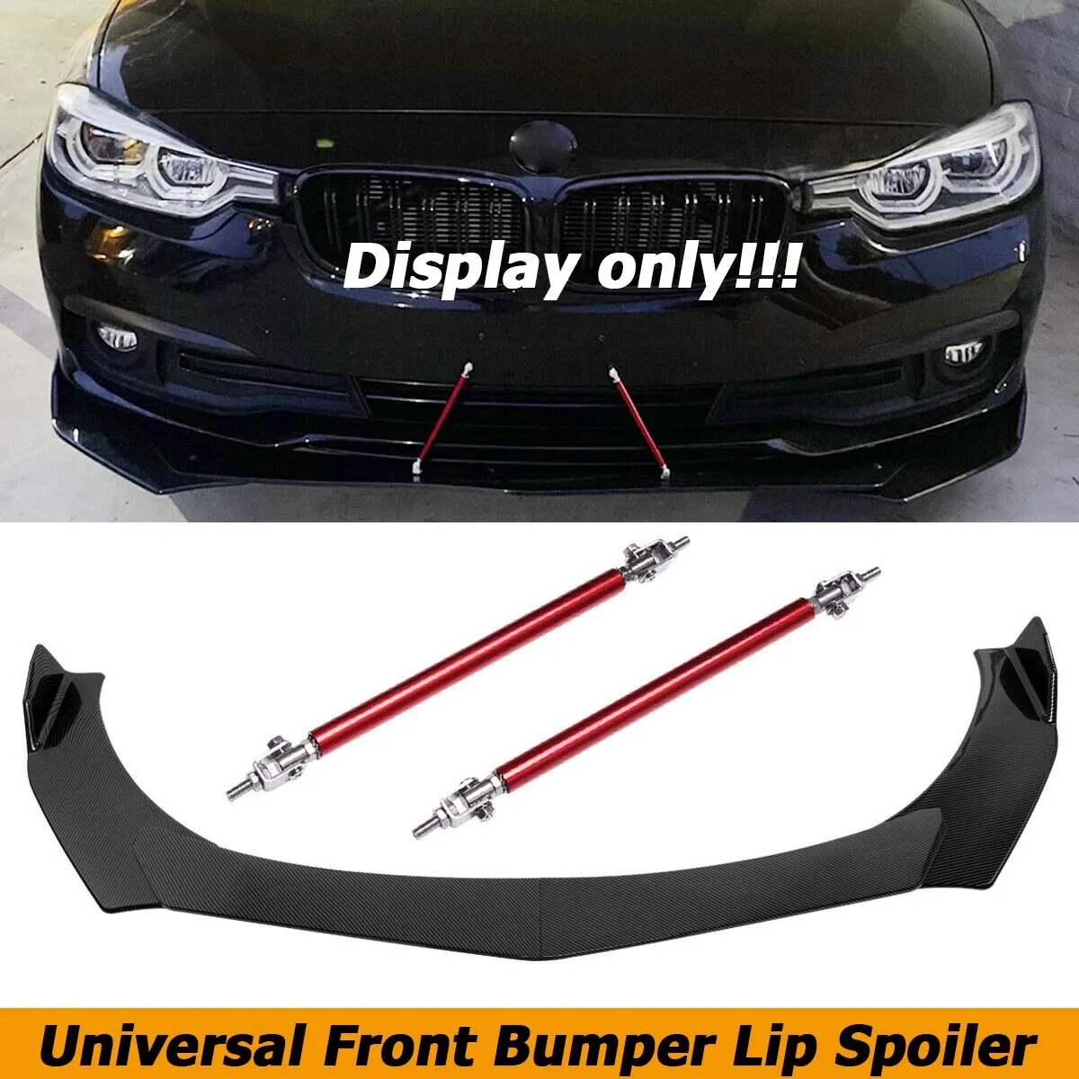 

For 3 Series F30 F31 F34 Universal Front Bumper Lip Spoiler Splitter Diffuser Body Kit Protect + 15cm Strut Rods Car Accessories