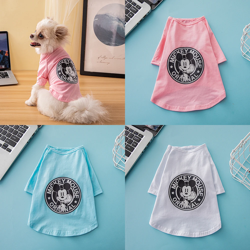 

Disney 2022 Summer Cotton Dog Clothes Cartoon Mickey Mouse Print Pet Clothes Outdoor Puppy Coat for Small and Medium Dogs