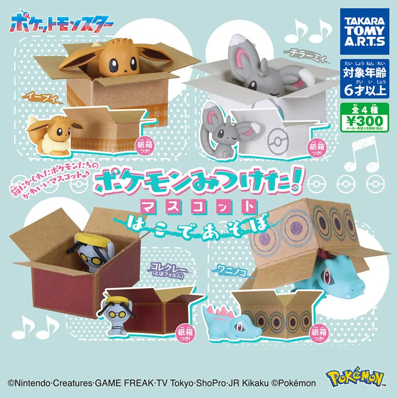 Фото Коллекционные мини-фигурки Takara Tomy Arts Pokemon Hide In Box: Eevee, Totodile, Gimmighoul, Minccino – милые украшения для рабочего стола №3