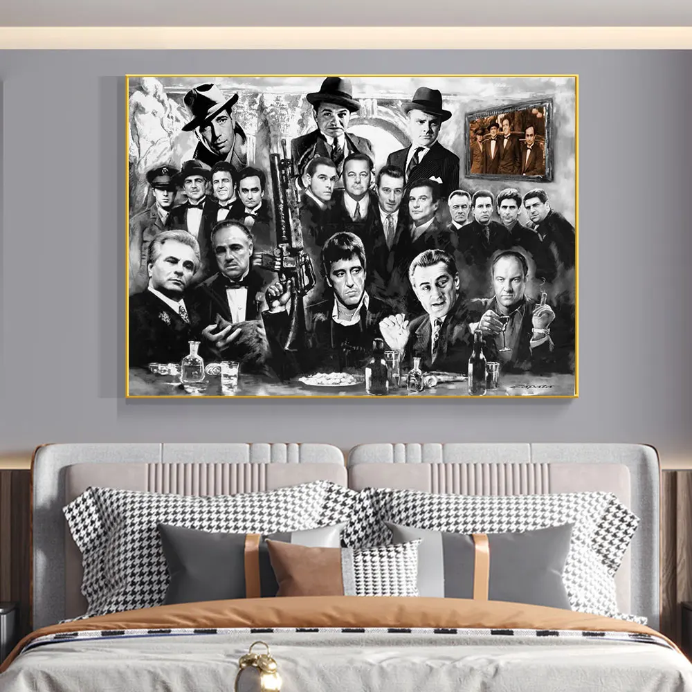 

The Godfather Old Movies Posters Mafia Prints Canvas Paintings Black And White Wall Art Pictures Cinema Office Home Decoration