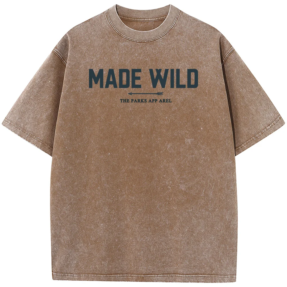 

Made Wild Printed Women's T-Shirt 2023 Washed Old High Quality T-shirt Hip Hop Streetwear Men Washed T-shirts
