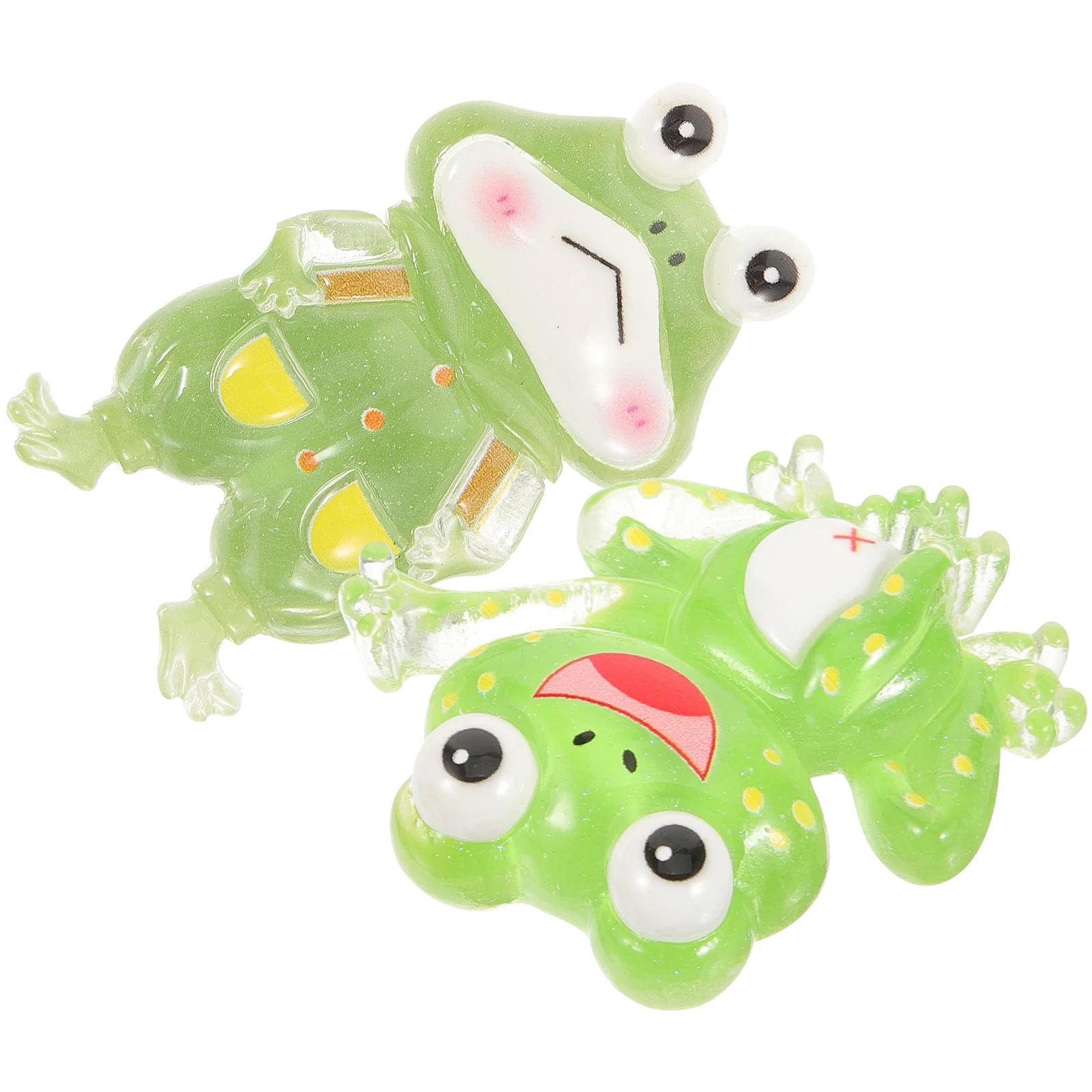 

2 Pcs Frog Mini Figurine Phone Case Charm Glowing Small Decor Miniature Things Crafts Tiny Statue Bonsai